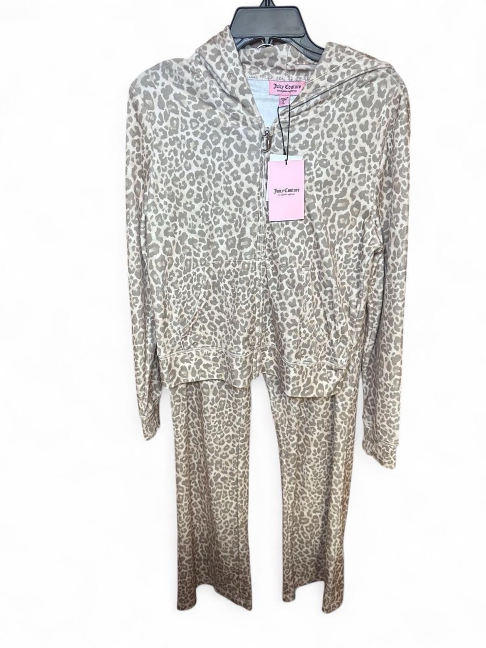 Juicy Couture Velour Tracksuit, Natural Leopard - Size Large